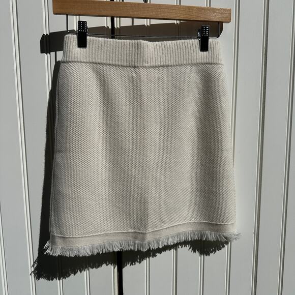 Lisa Yang Adela Skirt 100% Cashmere Cream Size 0 Extra Small XS Mini Fringe Trim - Picture 4 of 14